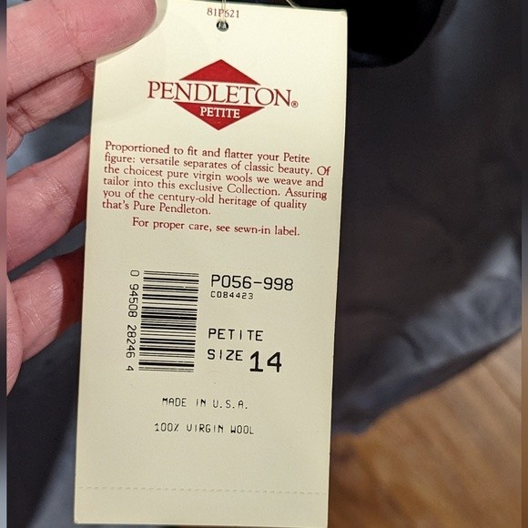 Vintage Pendleton 100% Virgin Wool Blazer Women's Size 14 Petite Navy - Picture 5 of 10